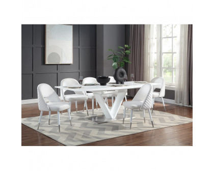 ACME - Gallegos Dining Table with Leaf in White High Gloss