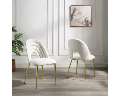 ACME - Fadri Side Chair (Set of 2) in Teddy Sherpa/Mirrored Gold