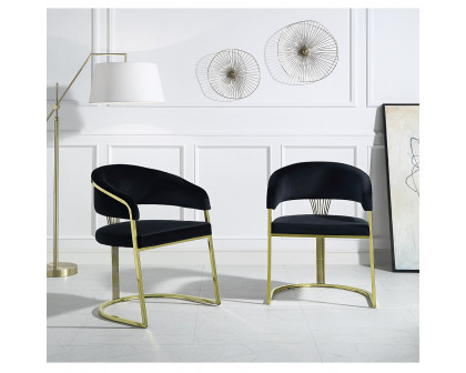 ACME - Fallon Side Chair in Black Velvet/Mirrored Gold