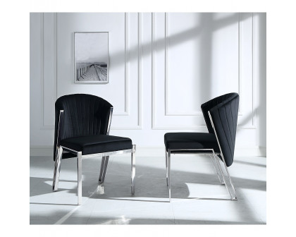 ACME Fallon Side Chair (Set of 2) - Black Velvet/Mirrored Silver