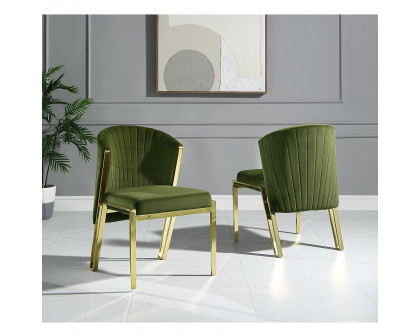 ACME Fallon Side Chair (Set of 2) - Green Velvet/Mirrored Gold