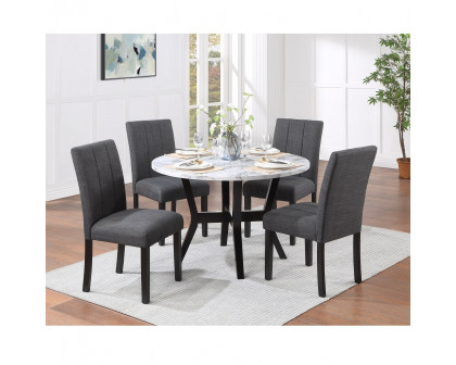 ACME - Kusa 5Pc Pack Dining Set in Engineering Stone Top/Black