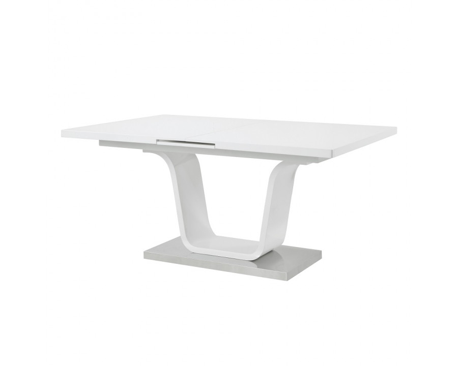 ACME - Kamaile Dining Table with Leaf in White High Gloss