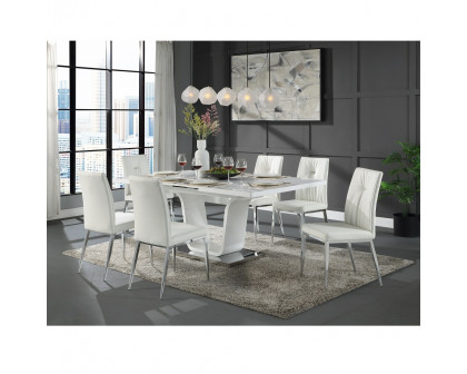 ACME - Kamaile Dining Table with Leaf in White High Gloss