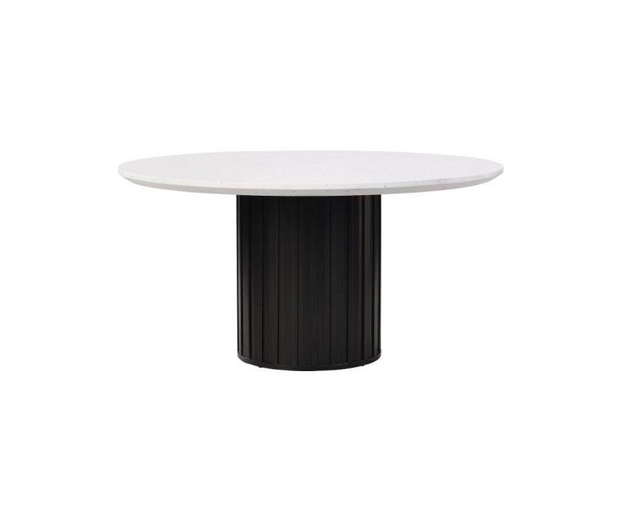 ACME - Jaramillo Round Dining Table with Engineered Marble Top in Engineered Marble Top/Black