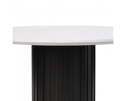 ACME - Jaramillo Round Dining Table with Engineered Marble Top in Engineered Marble Top/Black