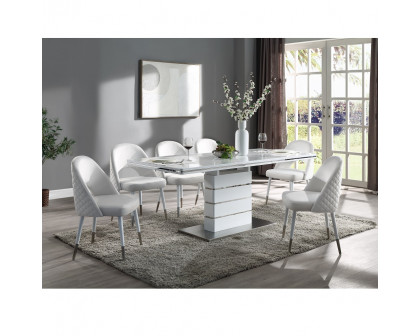 ACME - Kameryn Dining Table with Leaf in White High Gloss