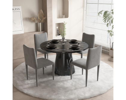 ACME - Hollis Dining Table with Engineered Stone Top in Engineered Stone