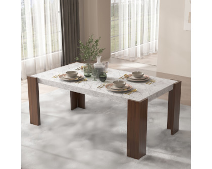 ACME - Hettie Dining Table with Engineeed Stone Top in Engineered Stone Top/Brown