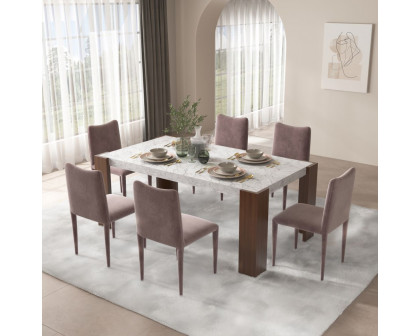 ACME - Hettie Dining Table with Engineeed Stone Top in Engineered Stone Top/Brown