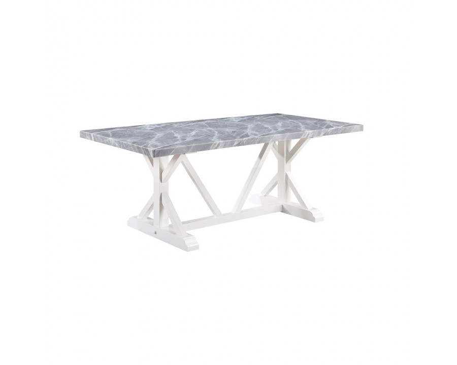 ACME - Hollyn Dining Table with Engineered Stone Top in Engineering Stone/White