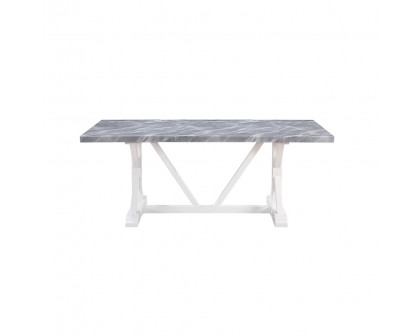 ACME - Hollyn Dining Table with Engineered Stone Top in Engineering Stone/White