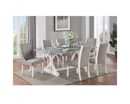 ACME - Hollyn Dining Table with Engineered Stone Top in Engineering Stone/White