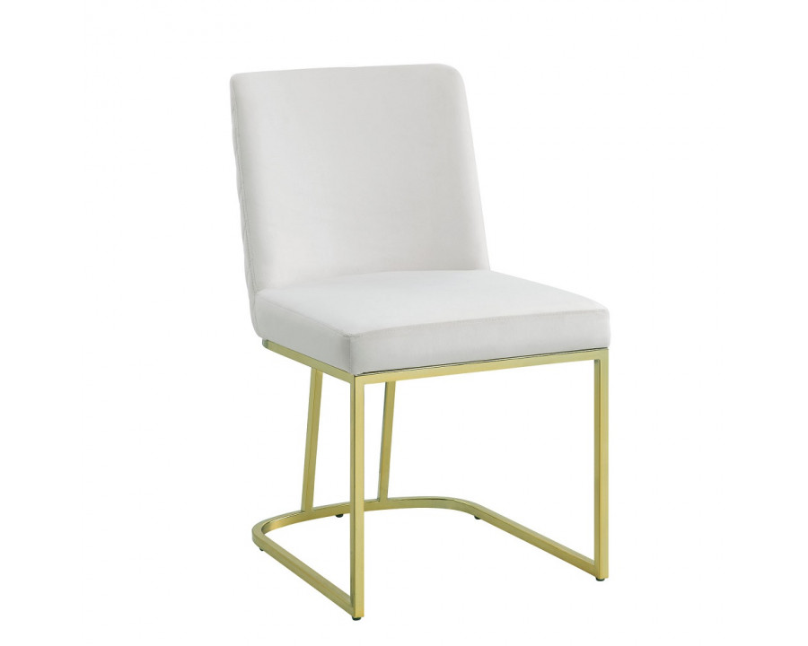 ACME - Zazie Side Chair (Set of 2) in White Velvet/Gold