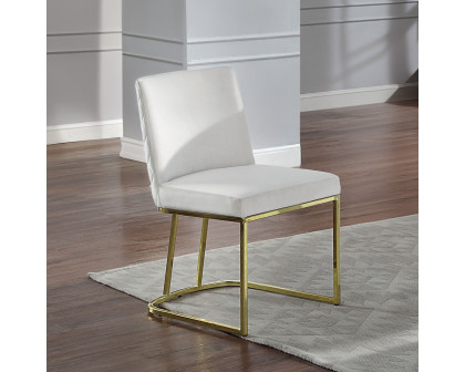 ACME - Zazie Side Chair (Set of 2) in White Velvet/Gold