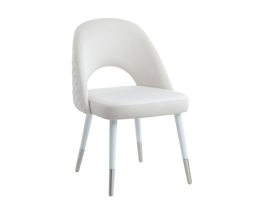 ACME - Zemirah Side Chair (Set of 2) in White Velvet/White Gloss