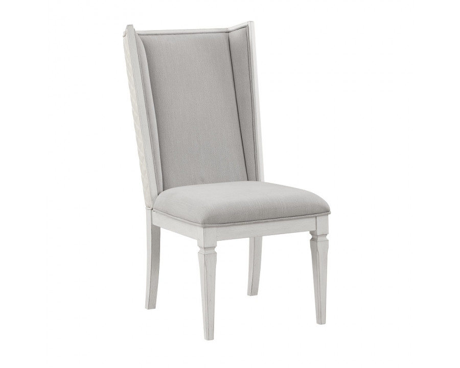 ACME - Katia Hostess Chair (Set of 2) in Light Gray Linen/Weathered White