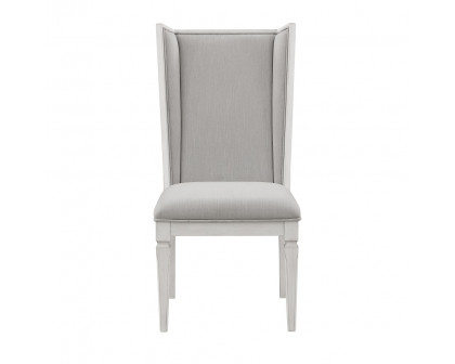 ACME - Katia Hostess Chair (Set of 2) in Light Gray Linen/Weathered White