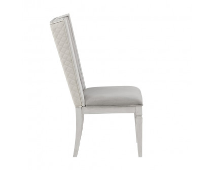 ACME - Katia Hostess Chair (Set of 2) in Light Gray Linen/Weathered White