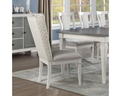 ACME - Katia Hostess Chair (Set of 2) in Light Gray Linen/Weathered White