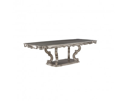 ACME - Ariadne Dining Table with Pedestal in Antique Platinum