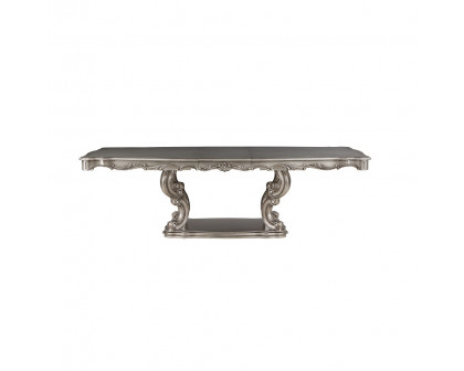 ACME - Ariadne Dining Table with Pedestal in Antique Platinum