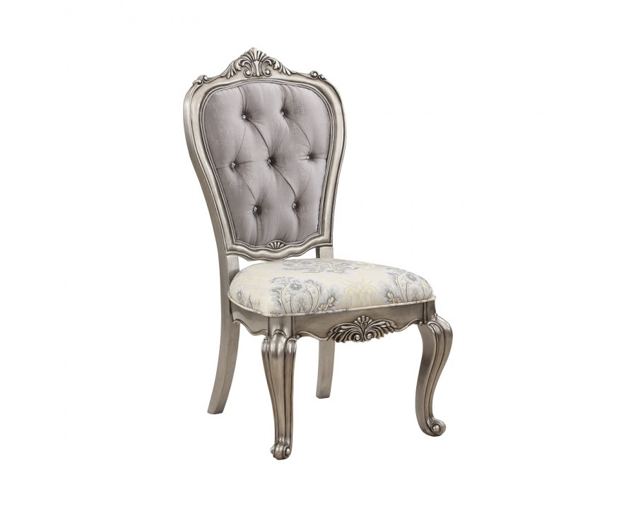 ACME - Ariadne Side Chair (Set of 2) in Velvet/Antique Platinum