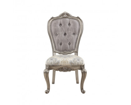 ACME - Ariadne Side Chair (Set of 2) in Velvet/Antique Platinum