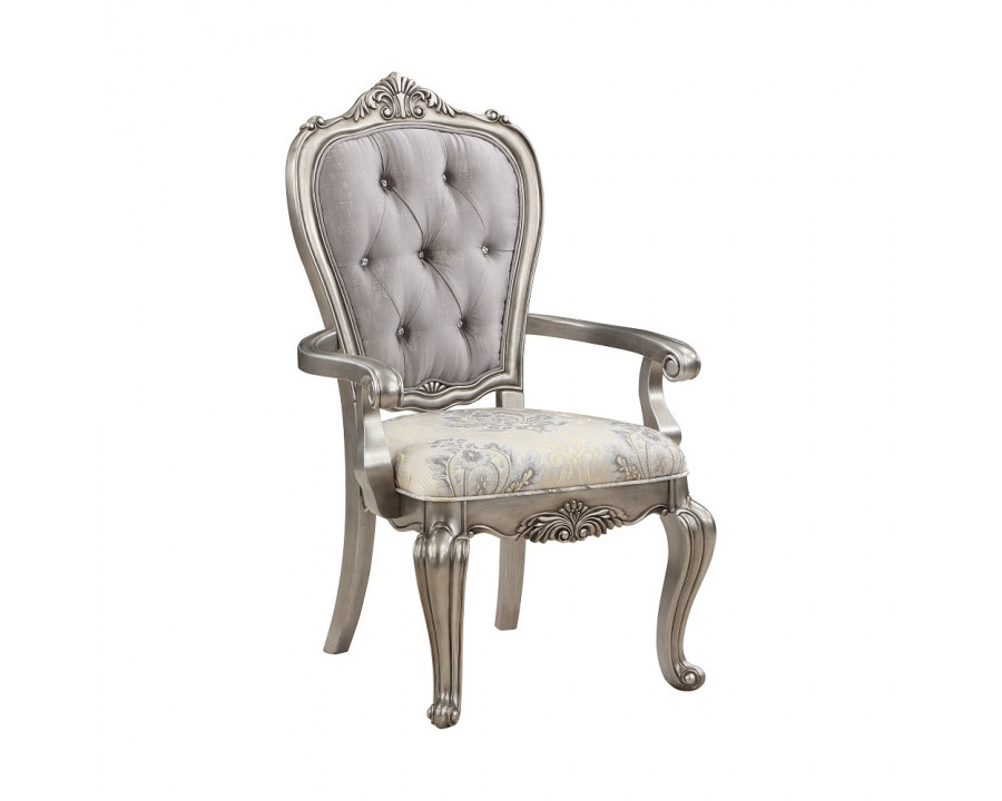 ACME - Ariadne Arm Chair (Set of 2) in Velvet/Antique Platinum