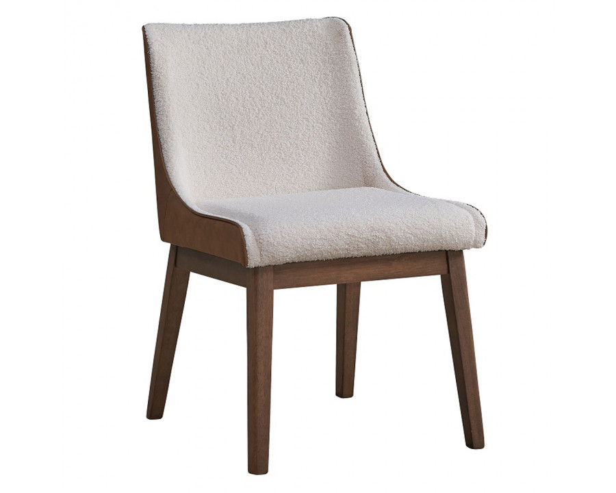 ACME - Ginny Side Chair (Set of 2) in White Boucle/Brown Velvet/Walnut