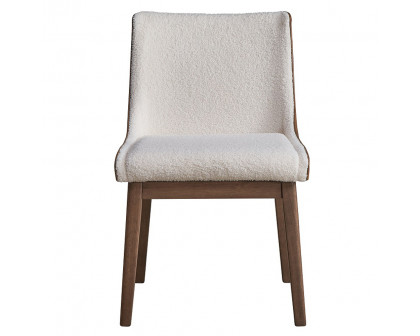 ACME - Ginny Side Chair (Set of 2) in White Boucle/Brown Velvet/Walnut