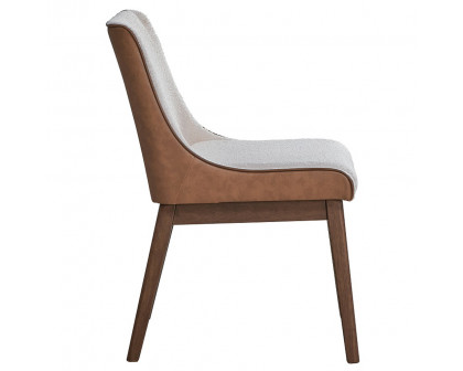 ACME - Ginny Side Chair (Set of 2) in White Boucle/Brown Velvet/Walnut