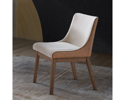 ACME - Ginny Side Chair (Set of 2) in White Boucle/Brown Velvet/Walnut