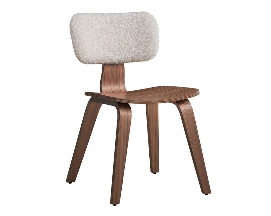 ACME Casson Side Chair (Set of 2) - White Boucle/Walnut