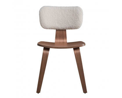 ACME Casson Side Chair (Set of 2) - White Boucle/Walnut