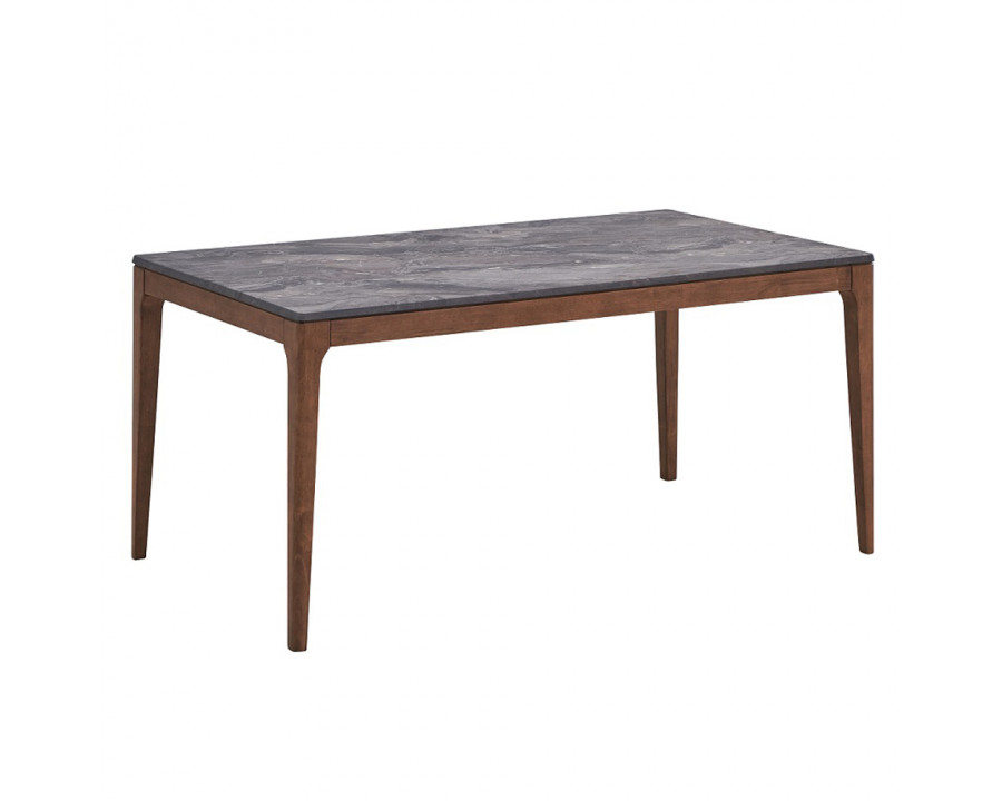 ACME - Bevis Dining Table in Engineered Stone Top/Walnut