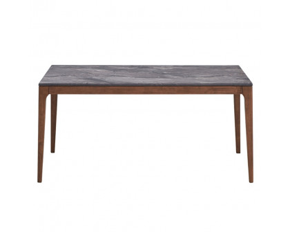 ACME - Bevis Dining Table in Engineered Stone Top/Walnut