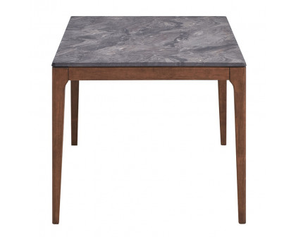 ACME - Bevis Dining Table in Engineered Stone Top/Walnut