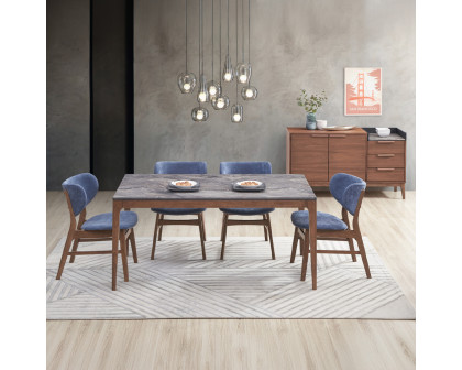 ACME - Bevis Dining Table in Engineered Stone Top/Walnut