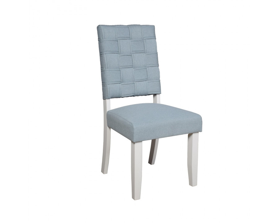 ACME - Saree Side Chair (Set of 2) in Light Teal Chenille/White