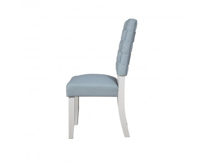 ACME - Saree Side Chair (Set of 2) in Light Teal Chenille/White