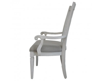 ACME - Katia Arm Chair (Set of 2) in Light Gray Linen/Weathered White