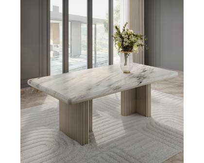 ACME - Charity Dining Table in Natural Marble Top/Gray Oak