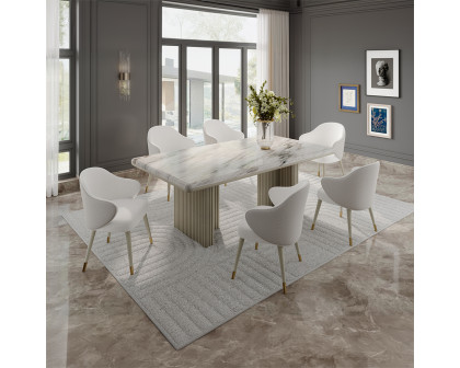 ACME - Charity Dining Table in Natural Marble Top/Gray Oak