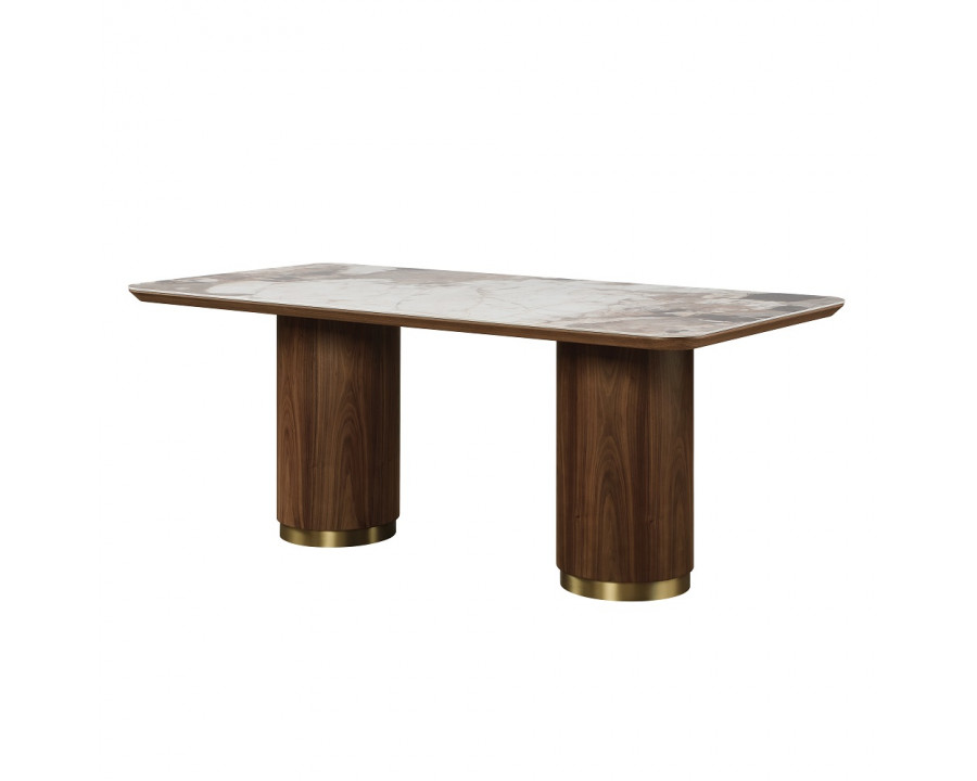 ACME - Willene Dining Table with Ceramic Top in Ceramic Top/Walnut