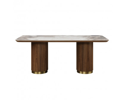 ACME - Willene Dining Table with Ceramic Top in Ceramic Top/Walnut