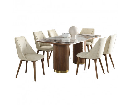 ACME - Willene Dining Table with Ceramic Top in Ceramic Top/Walnut