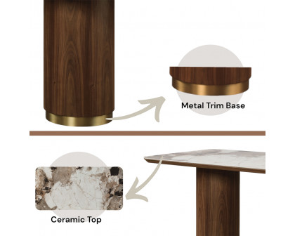 ACME - Willene Dining Table with Ceramic Top in Ceramic Top/Walnut