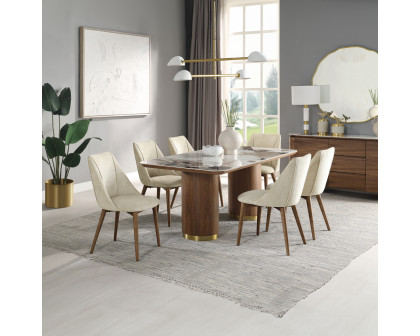 ACME - Willene Dining Table with Ceramic Top in Ceramic Top/Walnut