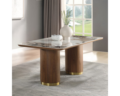 ACME - Willene Dining Table with Ceramic Top in Ceramic Top/Walnut